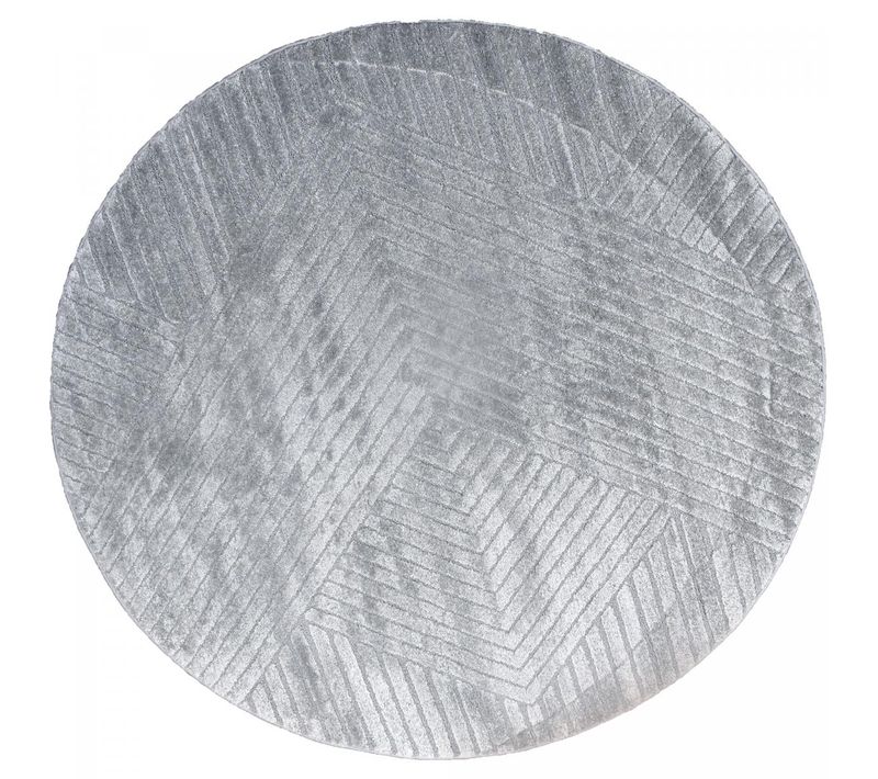 Très Grans Tapis Rond De Salon Ø240cm Lyn9 F Gris, Tapis Rond Ton Sur Ton Moderne