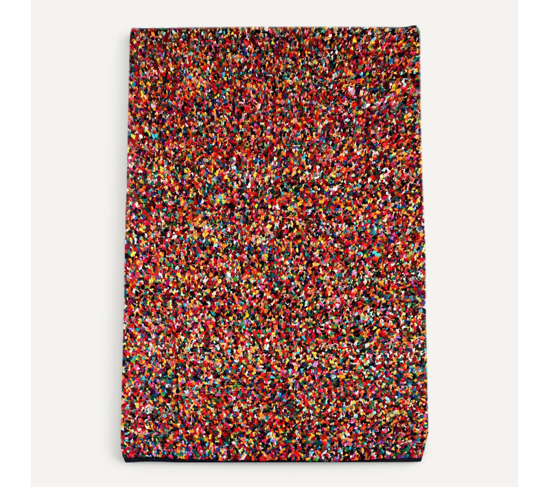 Tapis Salon 160 X 230 Cm, Multicolore Rouge Bleu, Coton Tissé à La Main, Relief Authentique