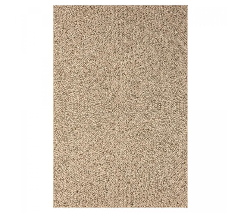Tapis Extérieur Intérieur 240x340 Lyn13 Rezy Aspect Jute Motif Rond  Ton Sur Ton