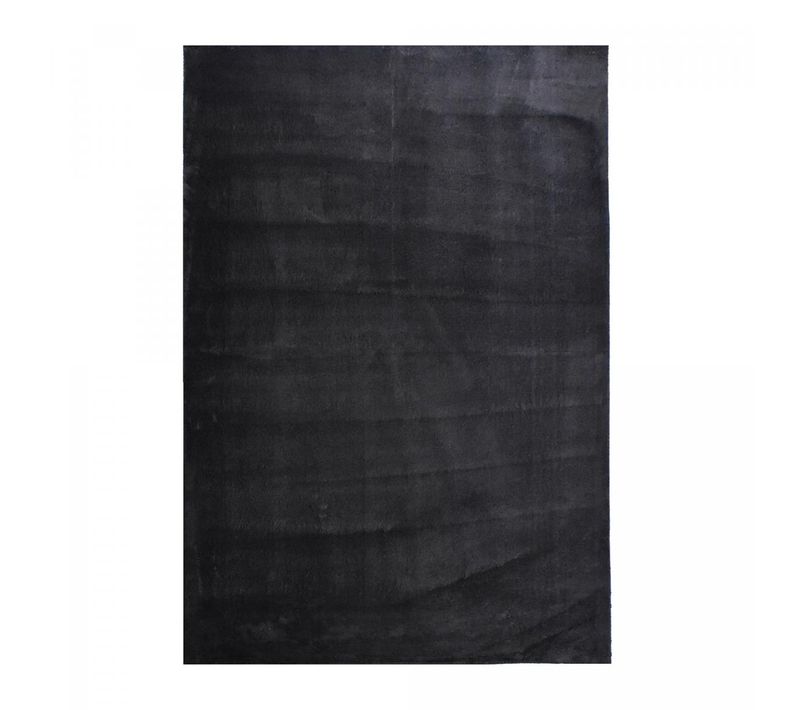 Tapis Salon Lyn10 Lavable 200x280 Soyeux Et Doux, Tapis Noir Uni à L'aspect Shaggy