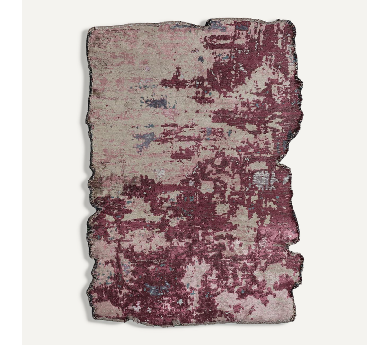 Tapis Salon Kilim En Coton, 200 X 250 Cm, Forme Originale, Rose Et Bleu