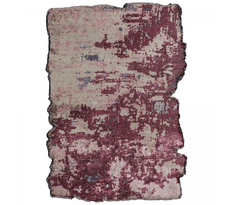 Tapis Grand Salon Kilim En Coton, 240 X 300 Cm, Forme Originale, Rose Et Bleu