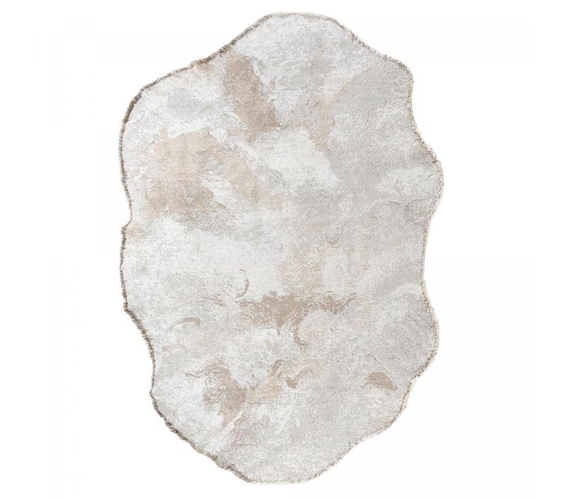Tapis Salon Kilim En Coton, 200 X 300 Cm, Forme Originale, Gris Et Beige