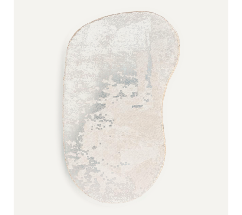 Tapis Salon Kilim En Coton, 200 X 250 Cm, Forme Originale, Blanc Et Créme