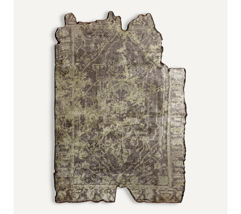 Tapis Salon Kilim En Coton, 200 X 250 Cm, Forme Originale, Vert Et Gris