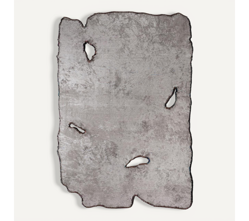 Tapis Salon Kilim En Coton, 200 X 250 Cm, Forme Originale, Gris Et écru