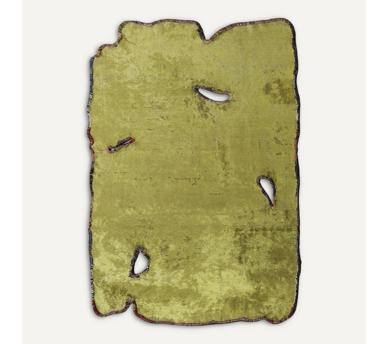 Tapis Salon Kilim En Coton, 200 X 250 Cm, Forme Originale, Vert Et Bleu