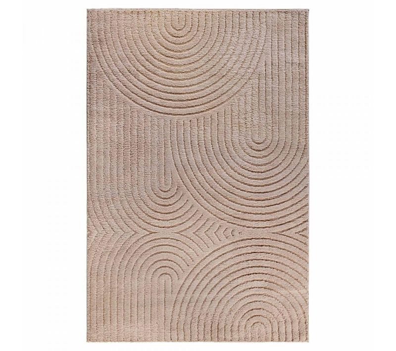 Tapis Salon 160 X 235 Cm, Beige, Marron, Motif Géométrique En Relief, Design Graphique