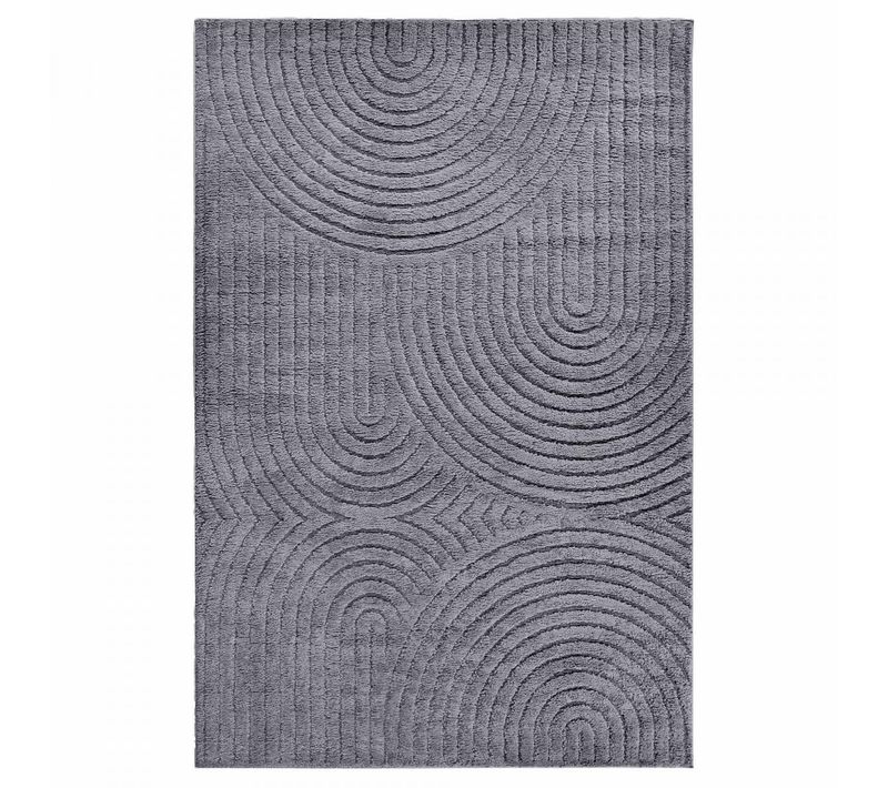 Tapis Salon 200 X 280 Cm Gris, Motif Géométrique, Relief Original, Pliable Et Entretien Facile