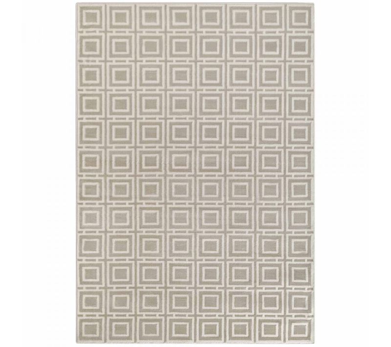 Tapis Salon 160 X 235 Cm Beige, Gris, Géométrique Relief Tissé Résistant, Howlite Authentique