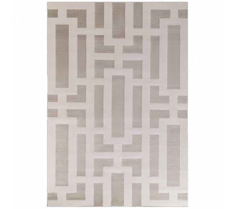 Tapis Couloir 80 X 240 Cm, Beige, écru, Motif Géométrique, Poils Ras, Onyx, Look Graphique