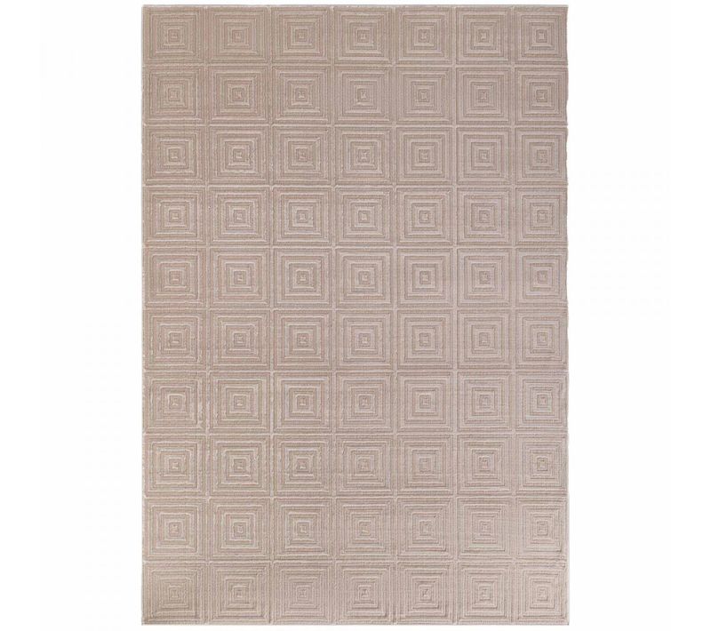 Tapis Salon 200 X 280 Cm, Beige, écru, Motif Géométrique, Texture Relief, Tourmaline
