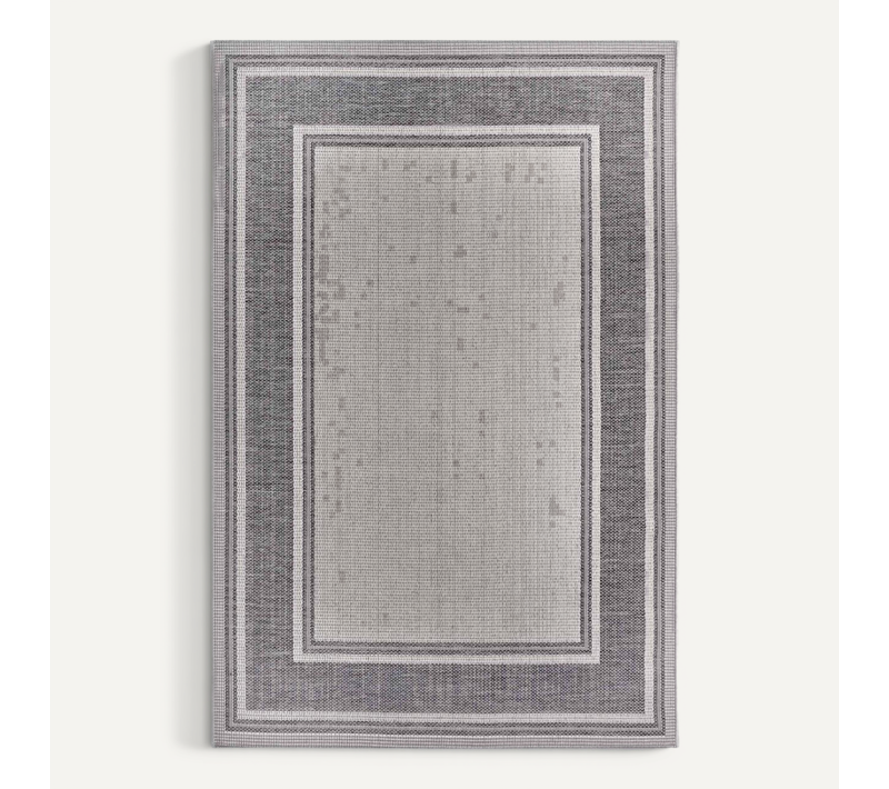 Tapis Exterieur 190 X 290 Cm Beige, Gris, Blanc, Motif Géométrique Kilim Authentique, Cast