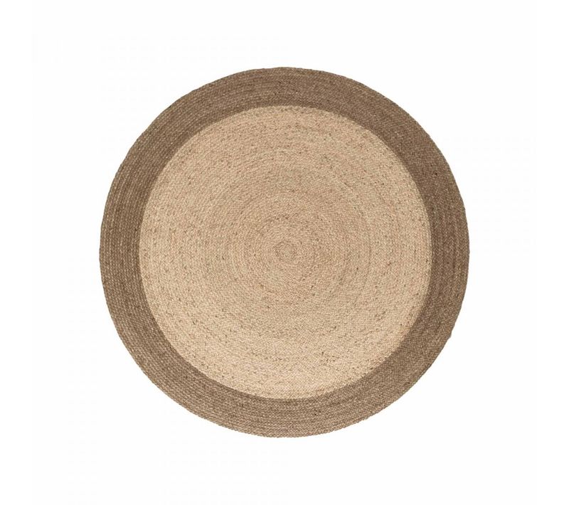 Tapis Rond 100 X 100-cm, Beige, Marron, Forme Ronde Chaleureuse, Jute Tissé à La Main, Jute K