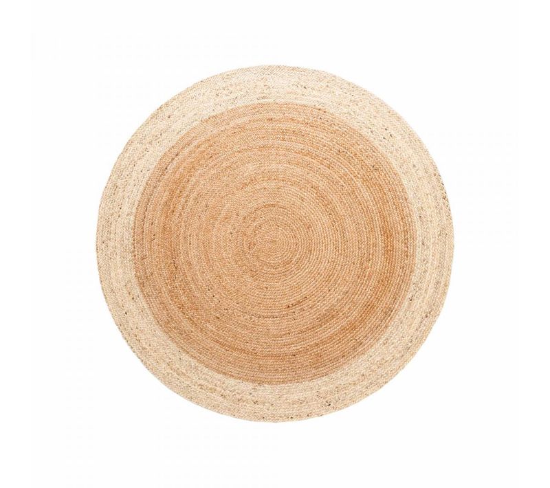 Tapis Rond 200 X 200-cm Beige, Écru, Forme Ronde, Jute Tissé à La Main, Jute K Chaleureux