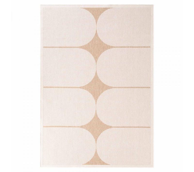Tapis Exterieur 80 X 250 Cm Beige, Marron, Kilim Géométrique Authentique, Pliable, Entretien Facile