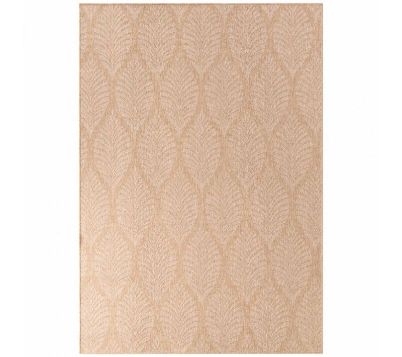 Tapis Exterieur 160 X 230 Cm Beige, Kilim Nature Floral, Design Authentique, Idéal Terrasse Jardin