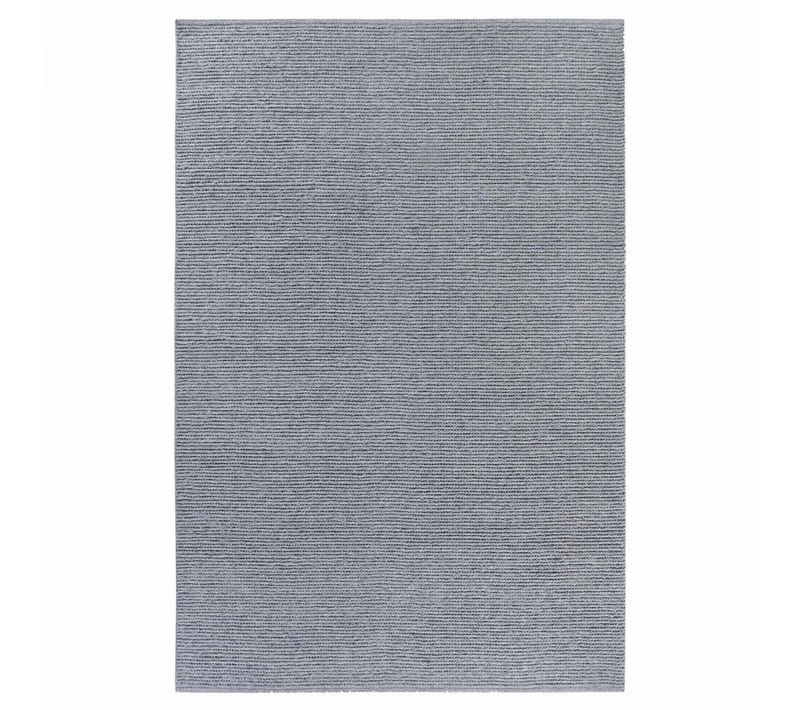 Tapis Kilim 80 X 200 Cm, Bleu, Gris, Laine Noble Tissée Main, Motif Faux Uni Authentique, Francois