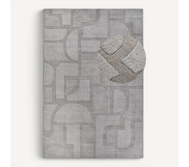 Tapis Salon 80x250cm Laine Gris Alexis