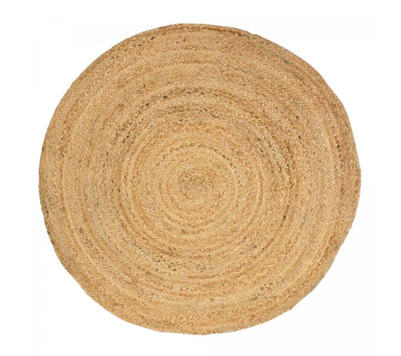 Tapis Rond Ø250cm Fait à La Main En Jute Motif Uni Pour Grand Salon Sunny