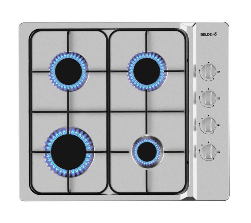 Plaque De Cuisson Gaz 4 Feux Inox - 7500w - Gaz De Ville Et Bouteille - Encastrable