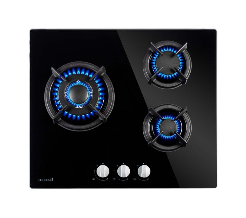 Tg3v-115/b - Plaque De Cuisson gaz 3 foyers Verre Noir