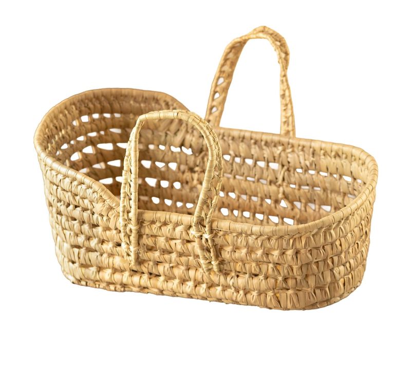 Couffin Osier Vintage Pour Poupée - 36x19x19 Cm - Naturel