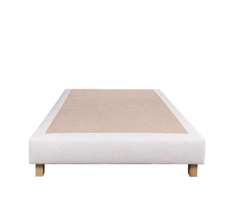 Sommier Tapissier Bois Massif Beige Avec Pieds - 90x190 Cm - Beige