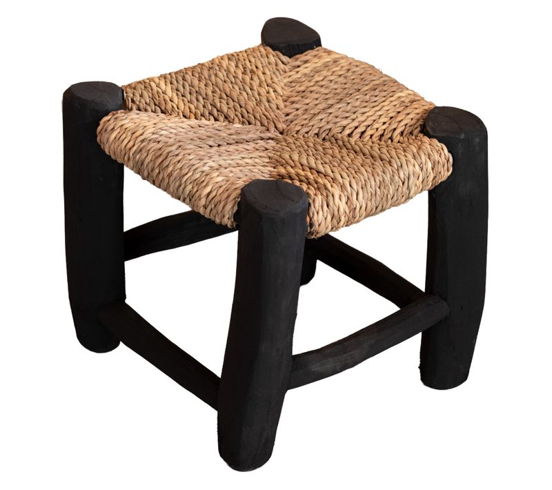 Tabouret Marocain Noir En Bois - 20x20x20 Cm - Noir