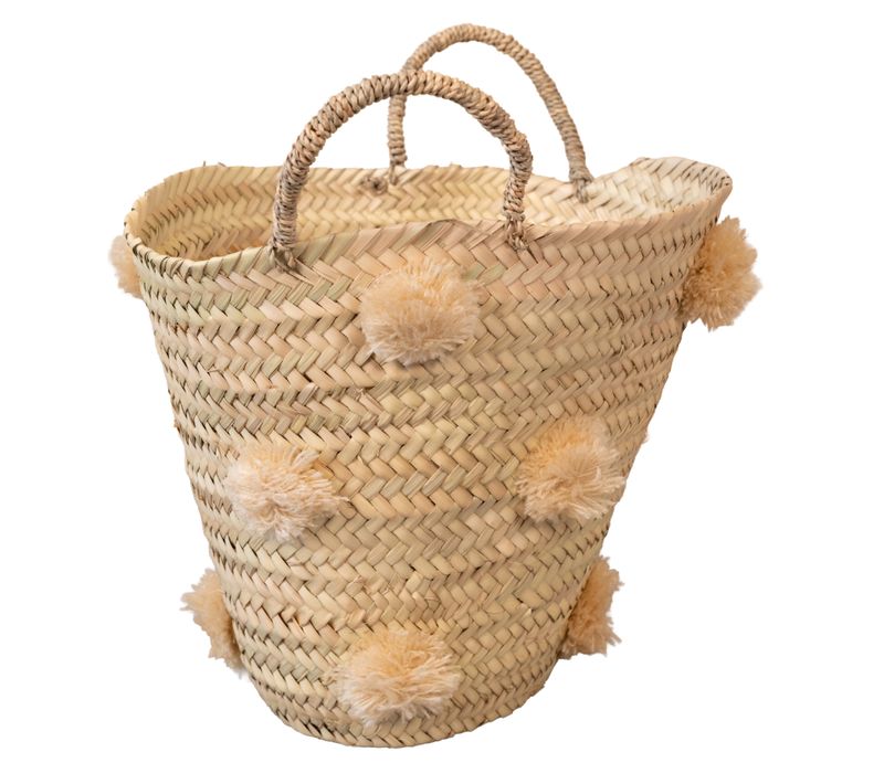 Panier De Rangement à Pompons - 30x30x40 Cm - Beige