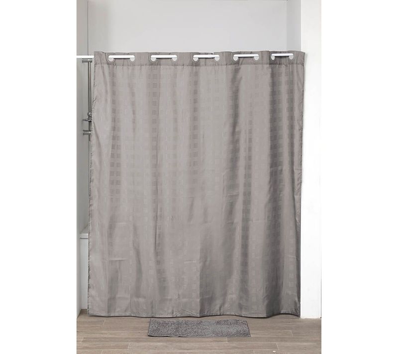 Rideau De Douche Taupe Avec Anneaux Intégrés 180 X 200 Cm