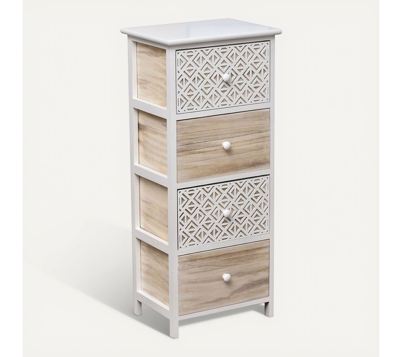 Meuble Rectangulaire 4 Tiroirs Séri Bois Blanc