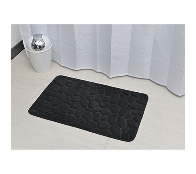 Tapis De Salle De Bain Noir En Microfibre à Mémoire De Forme 50 X 80 Cm