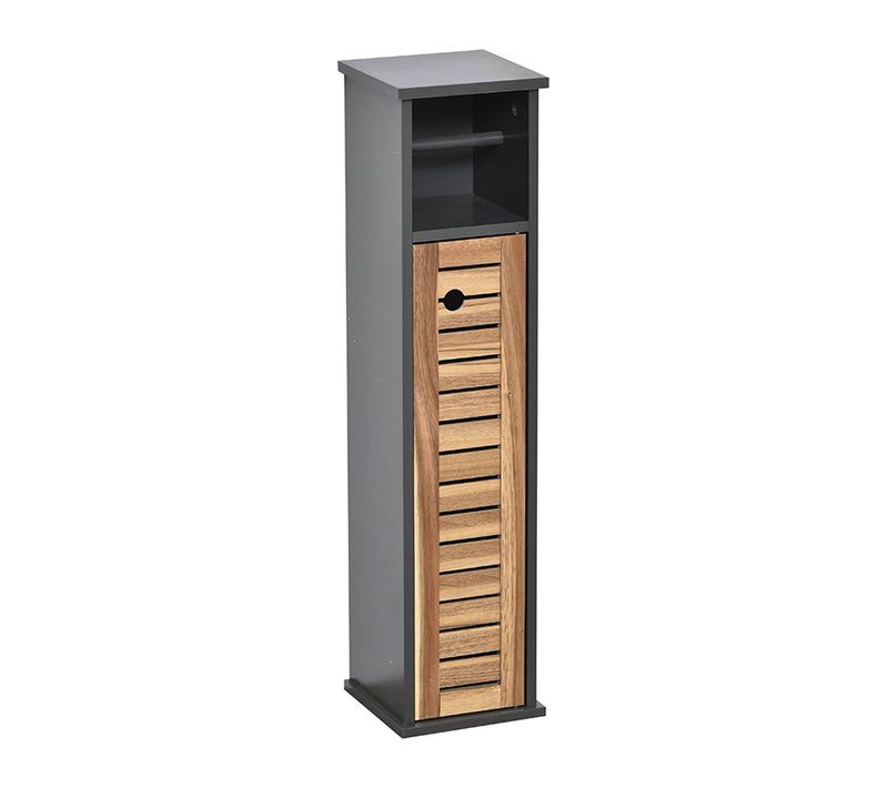 Meuble Réserve Et Dérouleur De Papier Wc 1 Porte Et 1 Étagère H 75 Cm - Acacia