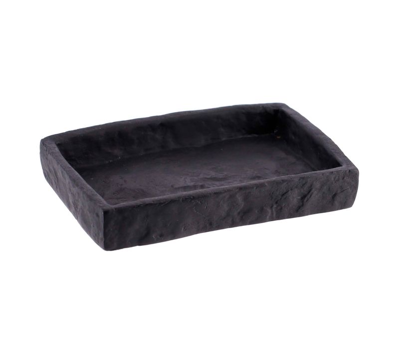 Porte-savon En Résine Noir Aspect Pierre