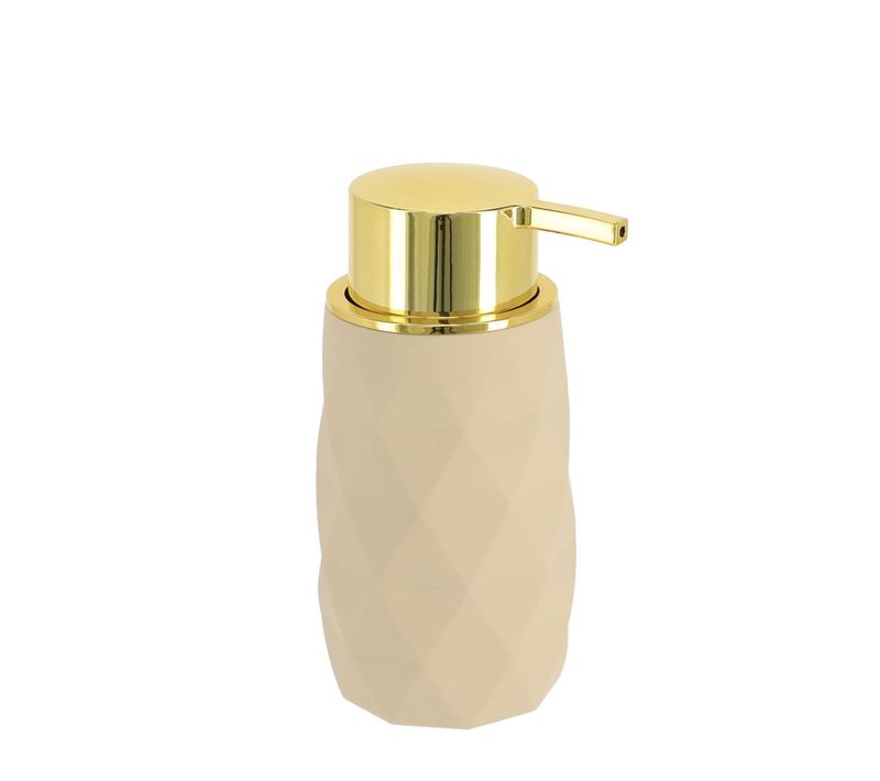 Distributeur à Savon Ou Lotion Déco Diamant Beige Et Doré 210 Ml