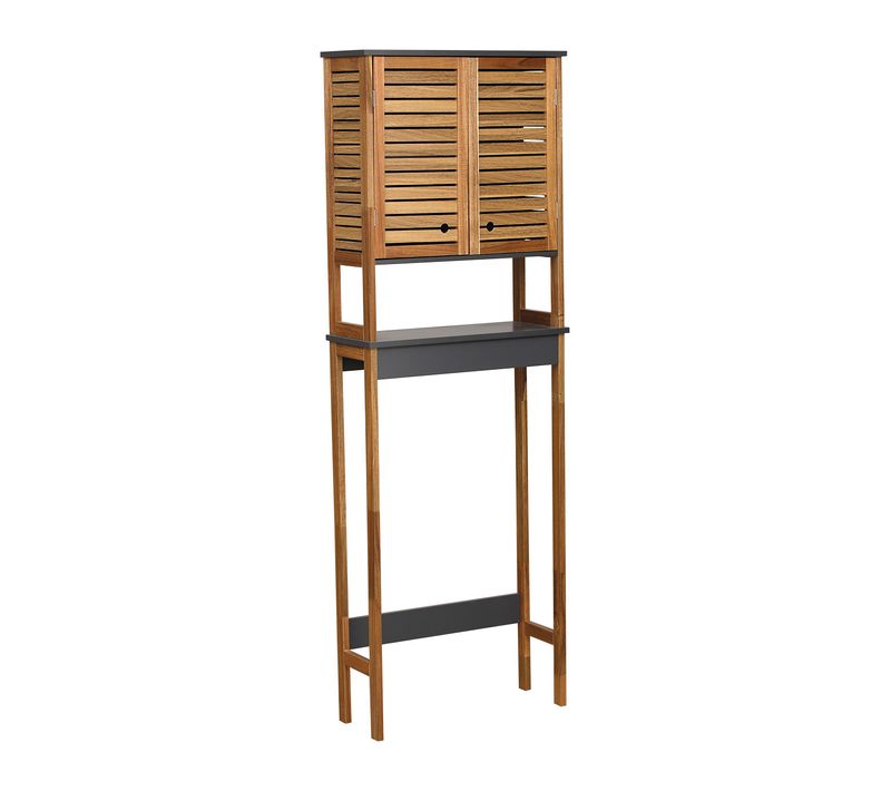 Meuble Dessus De Toilettes Wc 2 Portes 1 Etagère Et 1 Tablette - Acacia