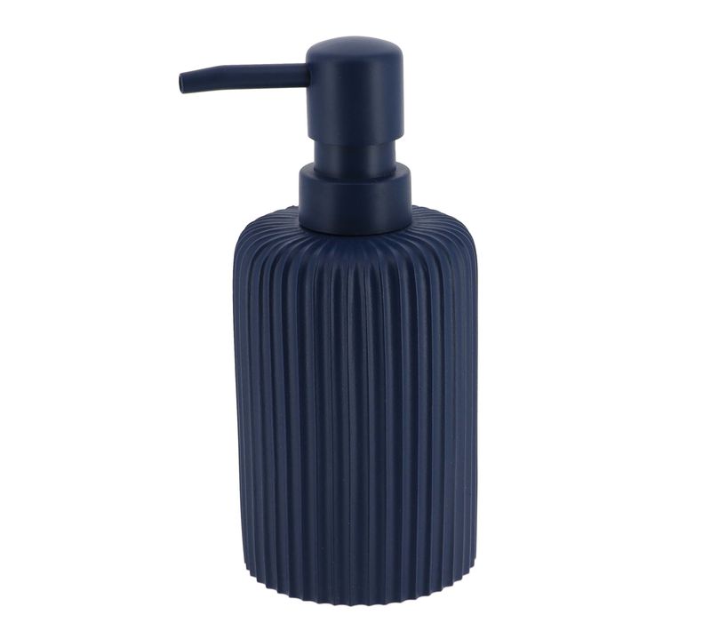 Distributeur à Savon Ou Lotion En Résine Striée Bleu Marine Mat 230 Ml