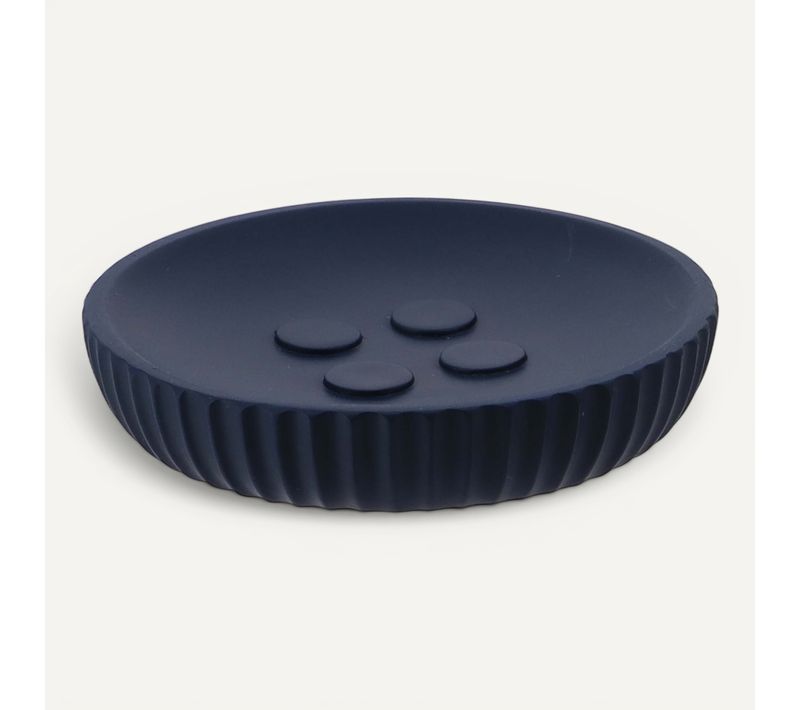 Porte-savon En Résine Striée Bleu Marine Mat