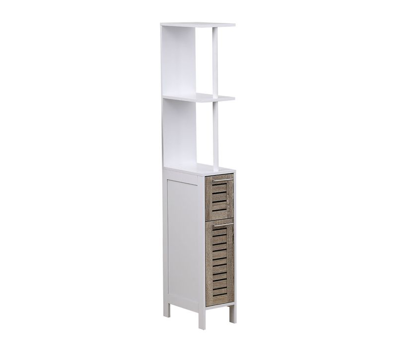 Meuble Colonne De Salle De Bain 2 Porte 2 Étagères H 130 Cm - Blanc Stockholm