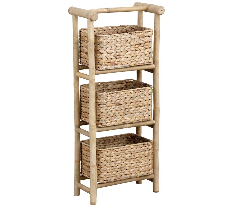 Etagère Canne De Bambou 3 Paniers Jacinthe