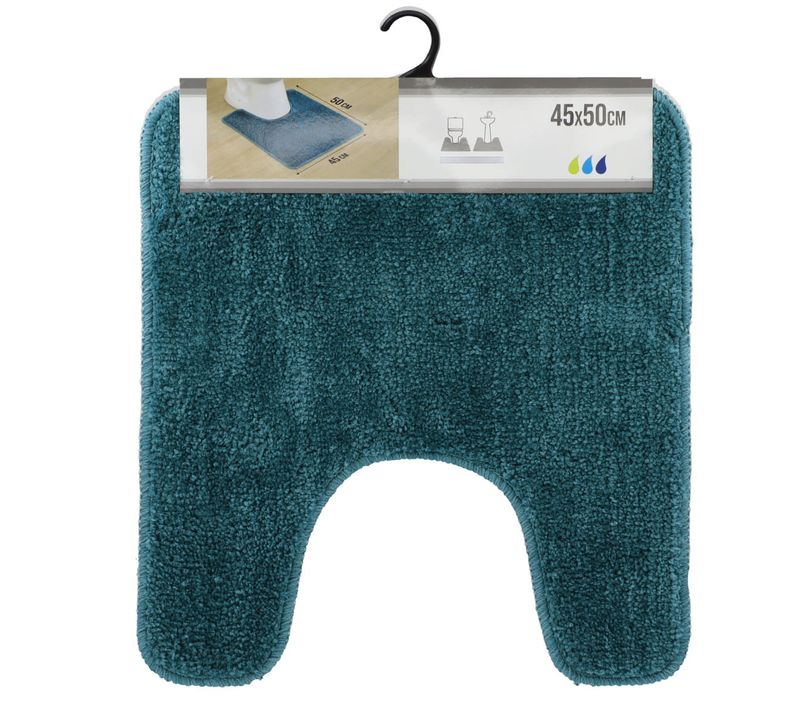 Tapis Contour Wc En Microfibre Bleu Canard 45 X 50 Cm
