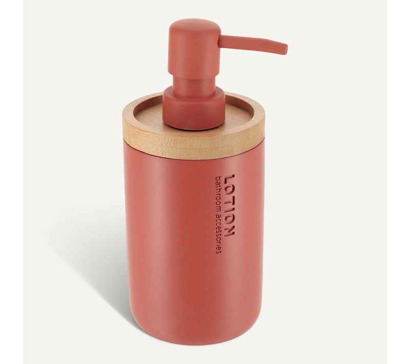 Distributeur à Savon Ou Lotion En Résine Terracotta Et Bambou 280 Ml