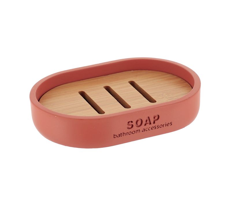 Porte-savon En Résine Terracotta Et Bambou