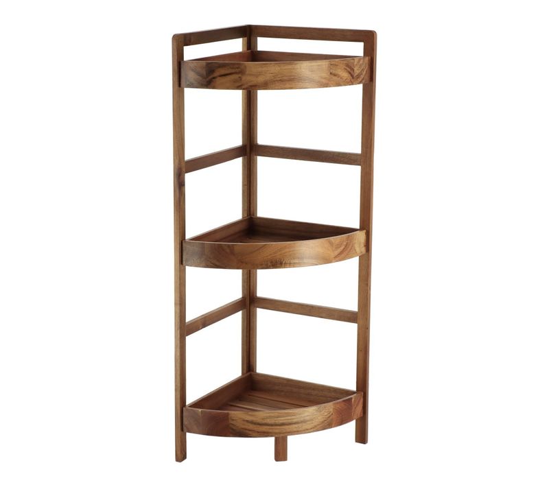 Étagère D'angle 3 Niveaux En Bois D'acacia H 85 Cm