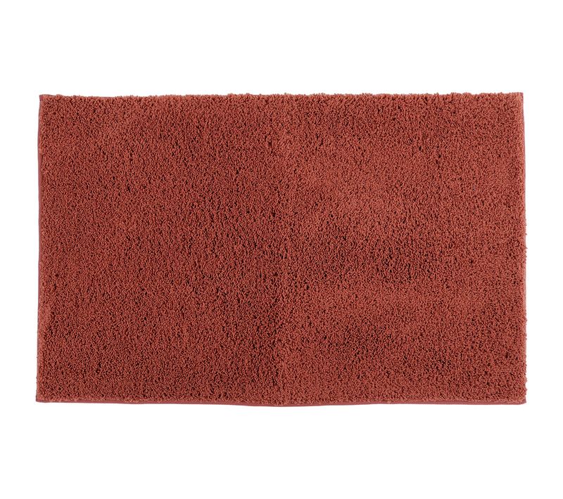 Tapis De Salle De Bain Microfibre Texturé Doux Et Absorbant 50 X 80 Cm Terracotta