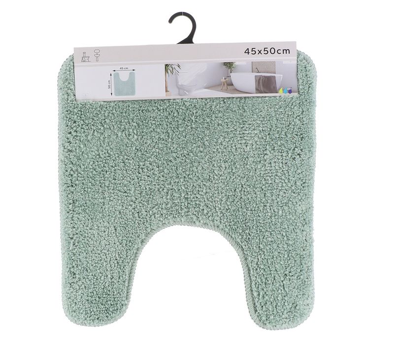 Tapis Contour Wc En Microfibre Vert Eucalyptus 45 X 50 Cm