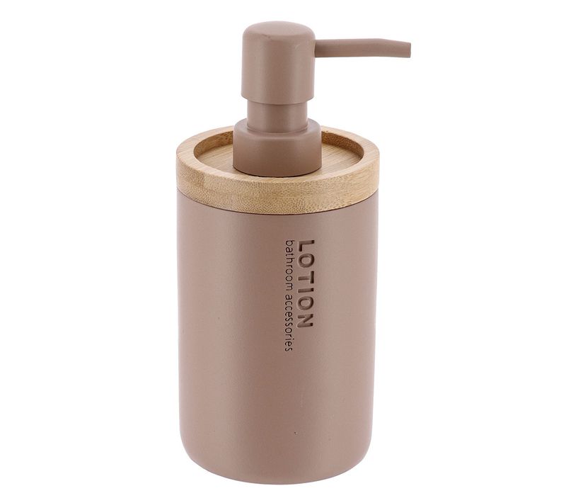 Distributeur à Savon Ou Lotion En Résine Cappuccino Et Bambou 280 Ml