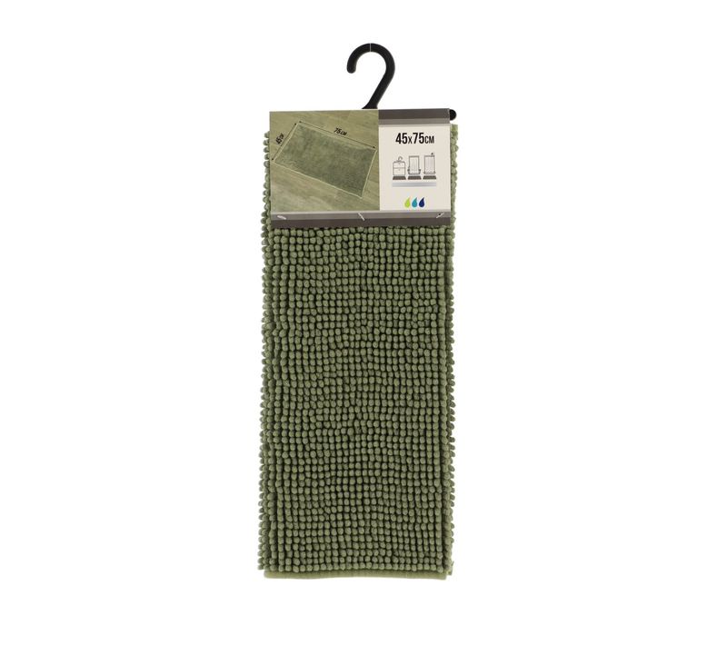 Tapis De Salle De Bain Vert Kaki En Microfibre Boules 45 X 75 Cm