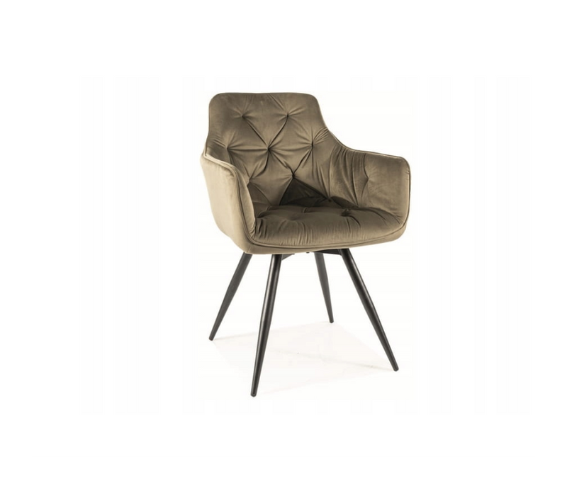 Chaise En Velours "mango" - Velvet - Vert Olive - L 57 X H 83 Cm